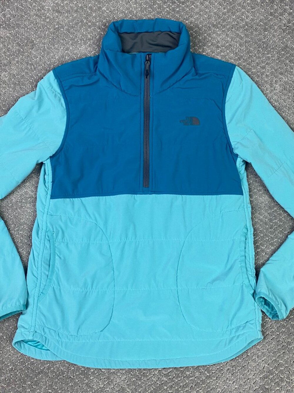 The North Face Mountain Sweatshirt 1/4 Zip Jacket Womens Small Teal Bristol Blue